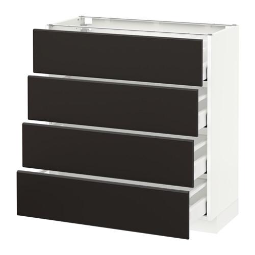 МЕТОД / МАКСИМЕРА Напольн шкаф 4 фронт панели/4 ящика - белый, Кунгсбакка антрацит, 80x37 см МЕТОД / МАКСИМЕРА Напольн шкаф 4 фронт панели/4 ящика - белый, Кунгсбакка антрацит, 80x37 см