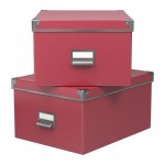 КАССЕТ Коробка с крышкой - темно-розовый, 27x35x18 см