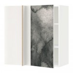 МЕТОД Угловой навесной шкаф с полками - белый, Кальвиа с печатным рисунком, 88x37x80 см