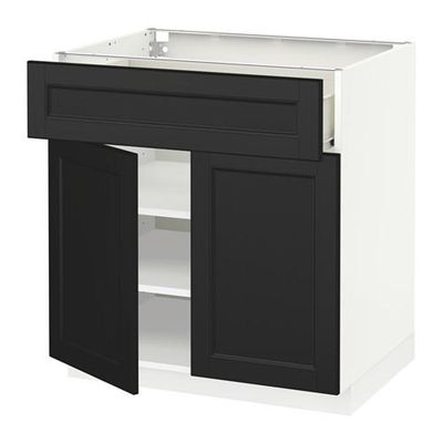 МЕТОД / ФОРВАРА Напольный шкаф+ящик/2дверцы - 80x60 см, Лаксарби черно-коричневый, белый МЕТОД / ФОРВАРА Напольный шкаф+ящик/2дверцы - 80x60 см, Лаксарби черно-коричневый, белый