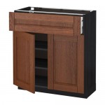 МЕТОД / МАКСИМЕРА Напольный шкаф+ящик/2дверцы - под дерево черный, Филипстад коричневый, 80x37 см