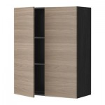 МЕТОД Навесной шкаф с полками/2дверцы - 80x100 см, Брокхульт под грецкий орех светло-серый, под дерево черный МЕТОД Навесной шкаф с полками/2дверцы - 80x100 см, Брокхульт под грецкий орех светло-серый, под дерево черный