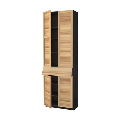 МЕТОД / МАКСИМЕРА Высокий шкаф+полки/2 ящика/4 дверцы - под дерево черный, Торхэмн естественный ясень МЕТОД / МАКСИМЕРА Высокий шкаф+полки/2 ящика/4 дверцы - под дерево черный, Торхэмн естественный ясень