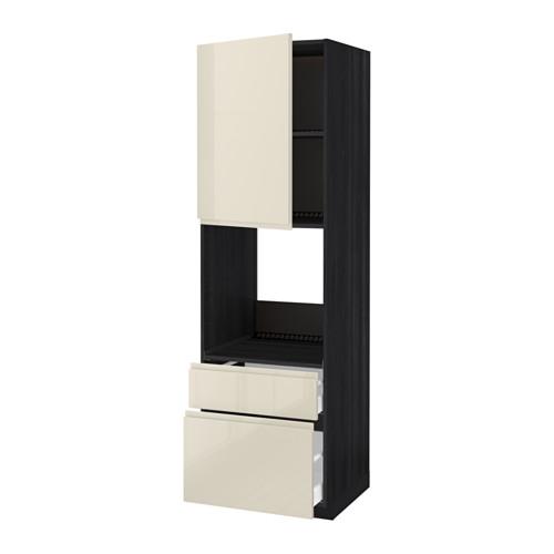 МЕТОД / МАКСИМЕРА Выс шк д/дхвк+двр/2фрнт/1срд/1вс ящ - под дерево черный, Воксторп глянцевый светло-бежевый, 60x60x200 см МЕТОД / МАКСИМЕРА Выс шк д/дхвк+двр/2фрнт/1срд/1вс ящ - под дерево черный, Воксторп глянцевый светло-бежевый, 60x60x200 см