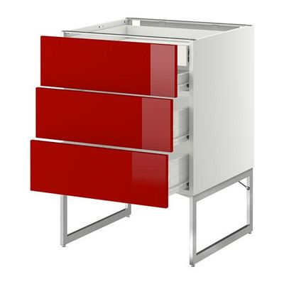 МЕТОД / ФОРВАРА Напольн шкаф 3фронт пнл/2низ/2ср ящ - 60x60x60 см, Рингульт глянцевый красный, белый МЕТОД / ФОРВАРА Напольн шкаф 3фронт пнл/2низ/2ср ящ - 60x60x60 см, Рингульт глянцевый красный, белый