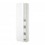 МЕТОД / МАКСИМЕРА Высокий шкаф с ящиками - белый, Рингульт глянцевый белый, 60x37x200 см