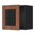 МЕТОД Навесной шкаф со стеклянной дверью - под дерево черный, Филипстад коричневый