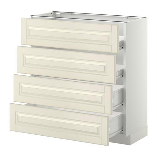 МЕТОД / ФОРВАРА Напольн шкаф 4 фронт панели/4 ящика - белый, Будбин белый с оттенком, 80x37 см