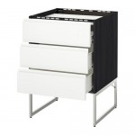 МЕТОД / ФОРВАРА Напольн шкаф/3фронт пнл/3ящика - под дерево черный, Воксторп белый, 60x60x60 см