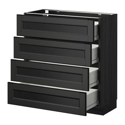 МЕТОД / ФОРВАРА Напольн шкаф 4 фронт панели/4 ящика - 80x37 см, Лаксарби черно-коричневый, под дерево черный МЕТОД / ФОРВАРА Напольн шкаф 4 фронт панели/4 ящика - 80x37 см, Лаксарби черно-коричневый, под дерево черный