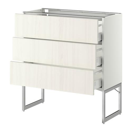 МЕТОД / МАКСИМЕРА Нплн шк 3 фрнт/3 средн ящика - 80x37x60 см, Росдаль белый ясень, белый