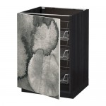 МЕТОД Напольный шкаф с проволочн ящиками - под дерево черный, Кальвиа с печатным рисунком, 60x60 см МЕТОД Напольный шкаф с проволочн ящиками - под дерево черный, Кальвиа с печатным рисунком, 60x60 см