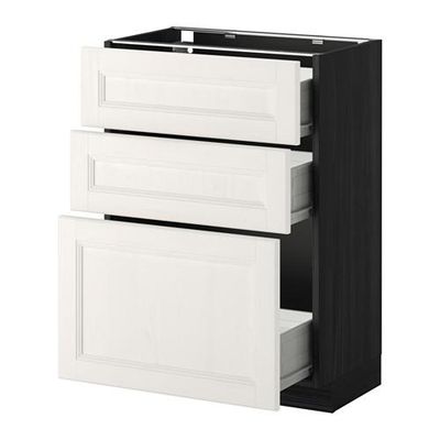 МЕТОД / ФОРВАРА Напольный шкаф с 3 ящиками - 60x37 см, Лаксарби белый, под дерево черный