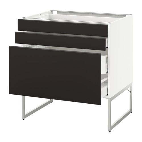 МЕТОД / МАКСИМЕРА Напольн шкаф 3фронт пнл/2низ/2ср ящ - белый, Кунгсбакка антрацит, 80x60x60 см МЕТОД / МАКСИМЕРА Напольн шкаф 3фронт пнл/2низ/2ср ящ - белый, Кунгсбакка антрацит, 80x60x60 см