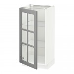 METOD напольный шкаф со стекл дверцей белый/Будбин серый 40x37x80 см