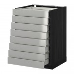 МЕТОД / МАКСИМЕРА Наполн шкаф 8 фронт/8 низк ящиков - под дерево черный, Гревста нержавеющ сталь, 60x60 см МЕТОД / МАКСИМЕРА Наполн шкаф 8 фронт/8 низк ящиков - под дерево черный, Гревста нержавеющ сталь, 60x60 см