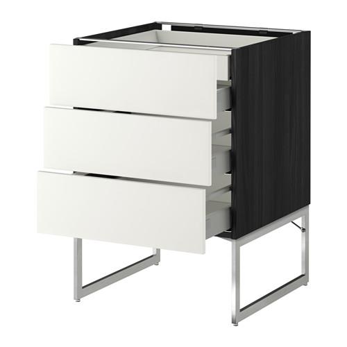 МЕТОД / МАКСИМЕРА Напольн шкаф 3фронт пнл/2низ/2ср ящ - под дерево черный, Хэггеби белый, 60x60x60 см МЕТОД / МАКСИМЕРА Напольн шкаф 3фронт пнл/2низ/2ср ящ - под дерево черный, Хэггеби белый, 60x60x60 см