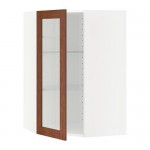 МЕТОД Углов навесн шк с полками/сткл дв - белый, Филипстад коричневый, 68x100 см