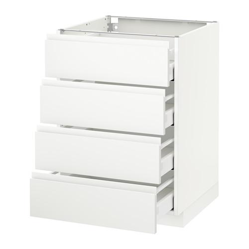 МЕТОД / МАКСИМЕРА Напольн шкаф 4 фронт панели/4 ящика - белый, Воксторп белый, 60x60 см МЕТОД / МАКСИМЕРА Напольн шкаф 4 фронт панели/4 ящика - белый, Воксторп белый, 60x60 см