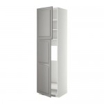 МЕТОД Высокий шкаф д/холодильника/2дверцы - белый, Будбин серый, 60x60x220 см