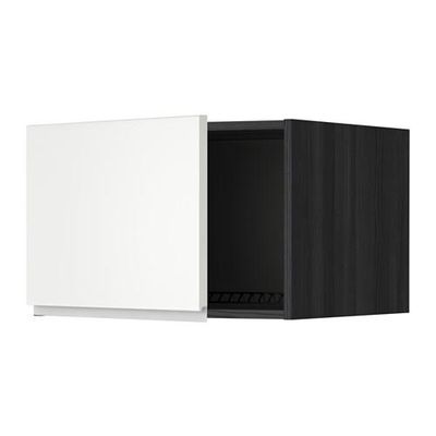 МЕТОД Верх шкаф на холодильн/морозильн - 60x40 см, Нодста белый/алюминий, под дерево черный