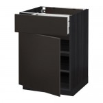 МЕТОД / МАКСИМЕРА Напольный шкаф с ящиком/дверью - под дерево черный, Кунгсбакка антрацит, 60x60 см МЕТОД / МАКСИМЕРА Напольный шкаф с ящиком/дверью - под дерево черный, Кунгсбакка антрацит, 60x60 см