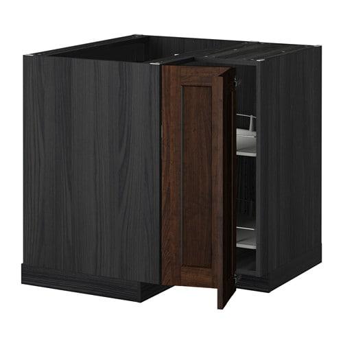 МЕТОД Угл напольн шкаф с вращающ секц - под дерево черный, Эдсерум под дерево коричневый МЕТОД Угл напольн шкаф с вращающ секц - под дерево черный, Эдсерум под дерево коричневый