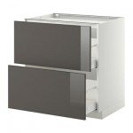 МЕТОД / МАКСИМЕРА Напольн шкаф/2фронт пнл/3ящика - 80x60 см, Рингульт глянцевый серый, белый