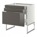 МЕТОД / МАКСИМЕРА Напольн шкаф 3фронт пнл/2низ/2ср ящ - 80x60x60 см, Рингульт глянцевый серый, белый МЕТОД / МАКСИМЕРА Напольн шкаф 3фронт пнл/2низ/2ср ящ - 80x60x60 см, Рингульт глянцевый серый, белый