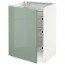 МЕТОД Напольный шкаф с проволочн ящиками - белый, Калларп глянцевый светло-зеленый, 60x60 см