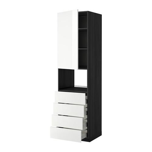 МЕТОД / МАКСИМЕРА Высок шкаф д/духовки/дверца/4ящика - под дерево черный, Рингульт глянцевый белый, 60x60x220 см МЕТОД / МАКСИМЕРА Высок шкаф д/духовки/дверца/4ящика - под дерево черный, Рингульт глянцевый белый, 60x60x220 см