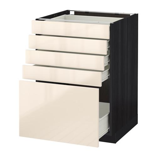 МЕТОД / ФОРВАРА Напольный шкаф с 5 ящиками - 60x60 см, Рингульт глянцевый кремовый, под дерево черный МЕТОД / ФОРВАРА Напольный шкаф с 5 ящиками - 60x60 см, Рингульт глянцевый кремовый, под дерево черный