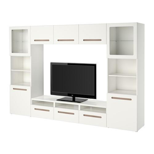 БЕСТО Шкаф для ТВ, комбин/стеклян дверцы - Марвикен белый прозрачное стекло, направляющие ящика, плавно закр БЕСТО Шкаф для ТВ, комбин/стеклян дверцы - Марвикен белый прозрачное стекло, направляющие ящика, плавно закр