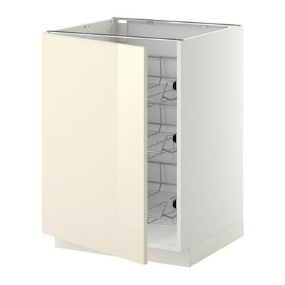 МЕТОД Напольный шкаф с проволочн ящиками - 60x60 см, Рингульт глянцевый кремовый, белый МЕТОД Напольный шкаф с проволочн ящиками - 60x60 см, Рингульт глянцевый кремовый, белый