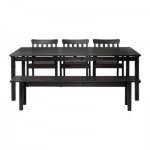 ЭНГСО Стол+скамья/3 стула - черно-коричневый