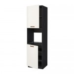 МЕТОД Высок шкаф д/духовки/2дверцы/полки - 60x60x220 см, Мэрста белый, под дерево черный МЕТОД Высок шкаф д/духовки/2дверцы/полки - 60x60x220 см, Мэрста белый, под дерево черный