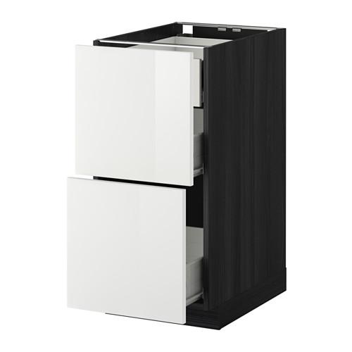 МЕТОД / ФОРВАРА Наполн шк 2 фрнт/3 средн ящ - под дерево черный, Рингульт глянцевый белый, 40x60 см