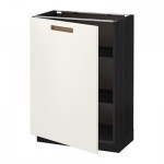 МЕТОД Напольный шкаф с полками - 60x37 см, Мэрста белый, под дерево черный