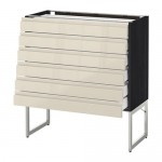 МЕТОД / МАКСИМЕРА Напольн шкаф 6фронт пнл/6 низ ящ - под дерево черный, Воксторп глянцевый светло-бежевый, 80x37x60 см МЕТОД / МАКСИМЕРА Напольн шкаф 6фронт пнл/6 низ ящ - под дерево черный, Воксторп глянцевый светло-бежевый, 80x37x60 см