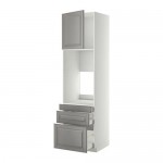 МЕТОД / МАКСИМЕРА Выс шкаф д/двойн духовки/3ящ/дверца - белый, Будбин серый, 60x60x220 см