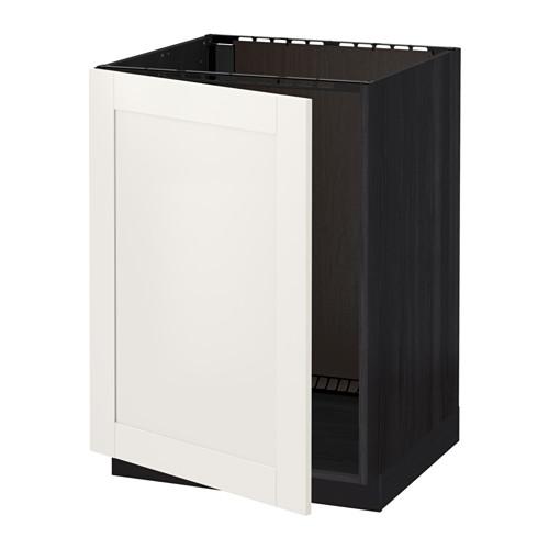 METOD напольный шкаф для раковины черный/Сэведаль белый 60x60 см