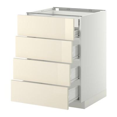 МЕТОД / ФОРВАРА Нплн шк 4фрнт/2нзк/3срд ящ - 60x60 см, Рингульт глянцевый кремовый, белый МЕТОД / ФОРВАРА Нплн шк 4фрнт/2нзк/3срд ящ - 60x60 см, Рингульт глянцевый кремовый, белый