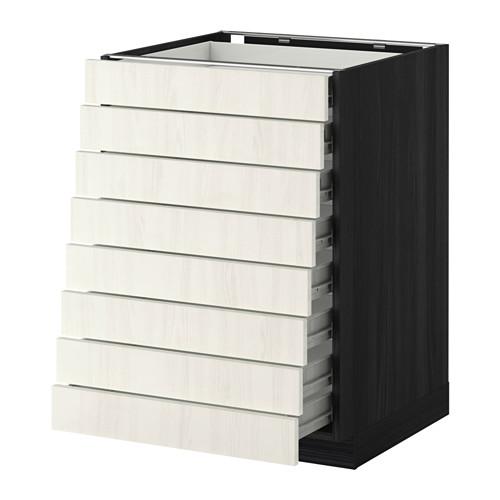 МЕТОД / ФОРВАРА Наполн шкаф 8 фронт/8 низк ящиков - 60x60 см, Росдаль белый ясень, под дерево черный МЕТОД / ФОРВАРА Наполн шкаф 8 фронт/8 низк ящиков - 60x60 см, Росдаль белый ясень, под дерево черный