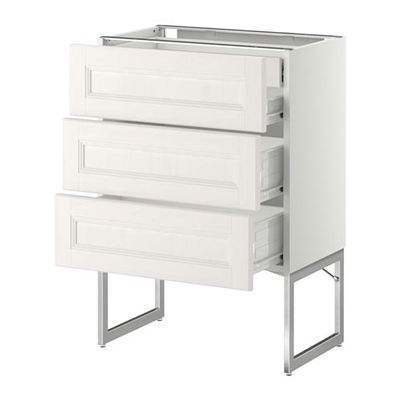 МЕТОД / ФОРВАРА Напольн шкаф 3фронт пнл/2низ/2ср ящ - 60x37x60 см, Лаксарби белый, белый
