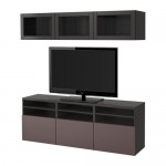 БЕСТО Шкаф для ТВ, комбин/стеклян дверцы - черно-коричневый/Вальвикен темно-коричневый, прозрачное стекло, направляющие ящика,нажимные БЕСТО Шкаф для ТВ, комбин/стеклян дверцы - черно-коричневый/Вальвикен темно-коричневый, прозрачное стекло, направляющие ящика,нажимные