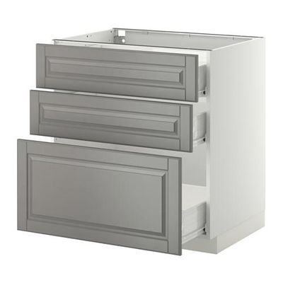 МЕТОД / ФОРВАРА Напольный шкаф с 3 ящиками - 80x60 см, Будбин серый, белый МЕТОД / ФОРВАРА Напольный шкаф с 3 ящиками - 80x60 см, Будбин серый, белый