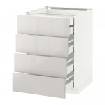 МЕТОД / МАКСИМЕРА Нплн шк 4фрнт/2нзк/3срд ящ - белый, Рингульт глянцевый светло-серый, 60x60 см МЕТОД / МАКСИМЕРА Нплн шк 4фрнт/2нзк/3срд ящ - белый, Рингульт глянцевый светло-серый, 60x60 см