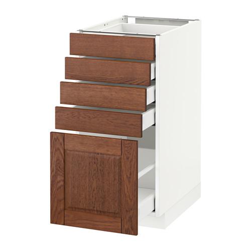 МЕТОД / МАКСИМЕРА Напольный шкаф с 5 ящиками - белый, Филипстад коричневый, 40x60 см