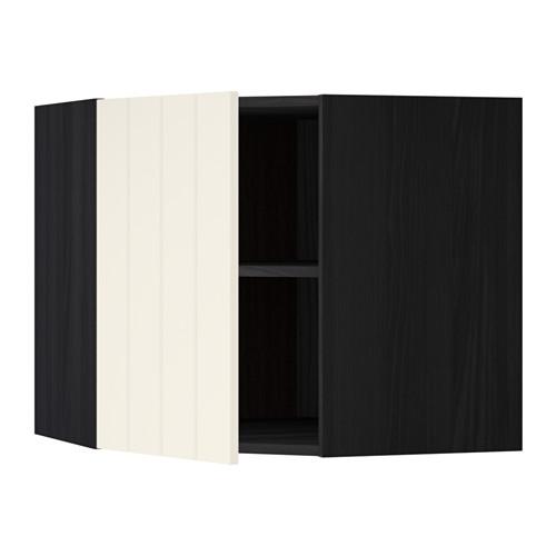 МЕТОД Угловой навесной шкаф с полками - под дерево черный, Хитарп белый с оттенком, 68x60 см МЕТОД Угловой навесной шкаф с полками - под дерево черный, Хитарп белый с оттенком, 68x60 см