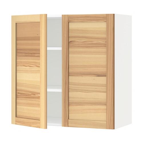 МЕТОД Навесной шкаф с полками/2дверцы - белый, Торхэмн естественный ясень, 80x80 см МЕТОД Навесной шкаф с полками/2дверцы - белый, Торхэмн естественный ясень, 80x80 см